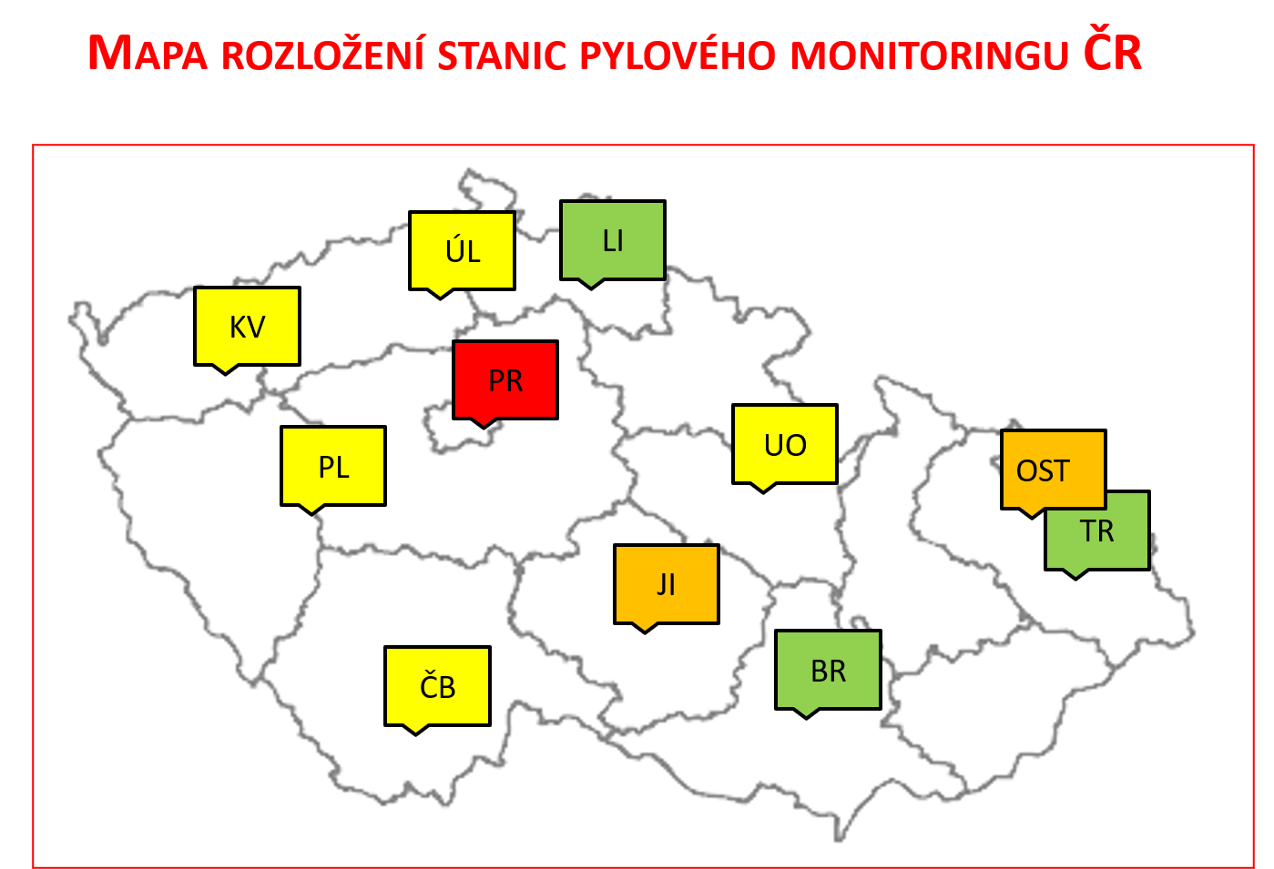 pyl_monitoring Mapa stanic pylového zpravodajství